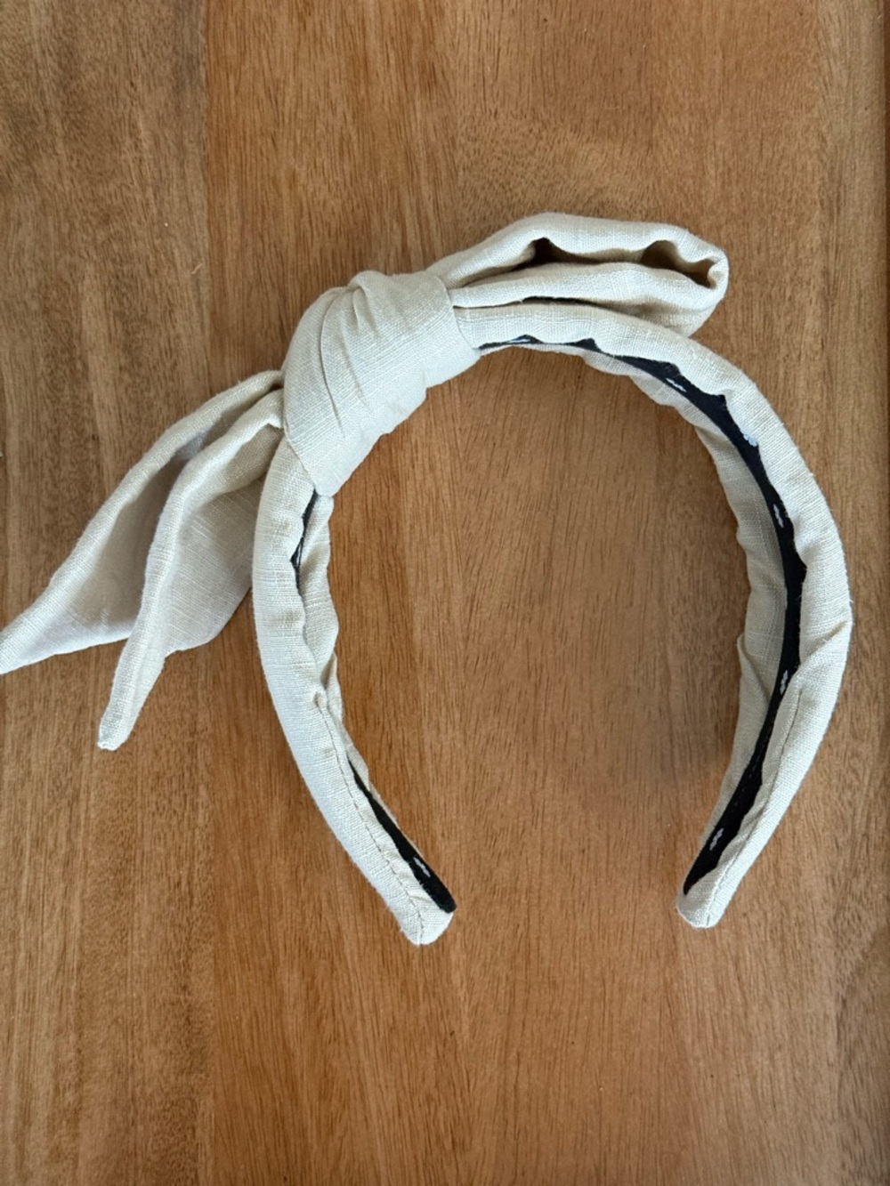 Lele Sadoughi Cream Knotted Linen Headband